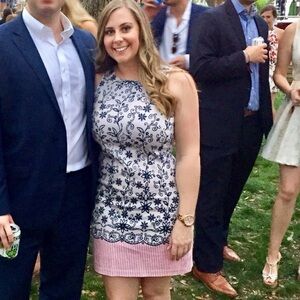 Pink and blue floral dress